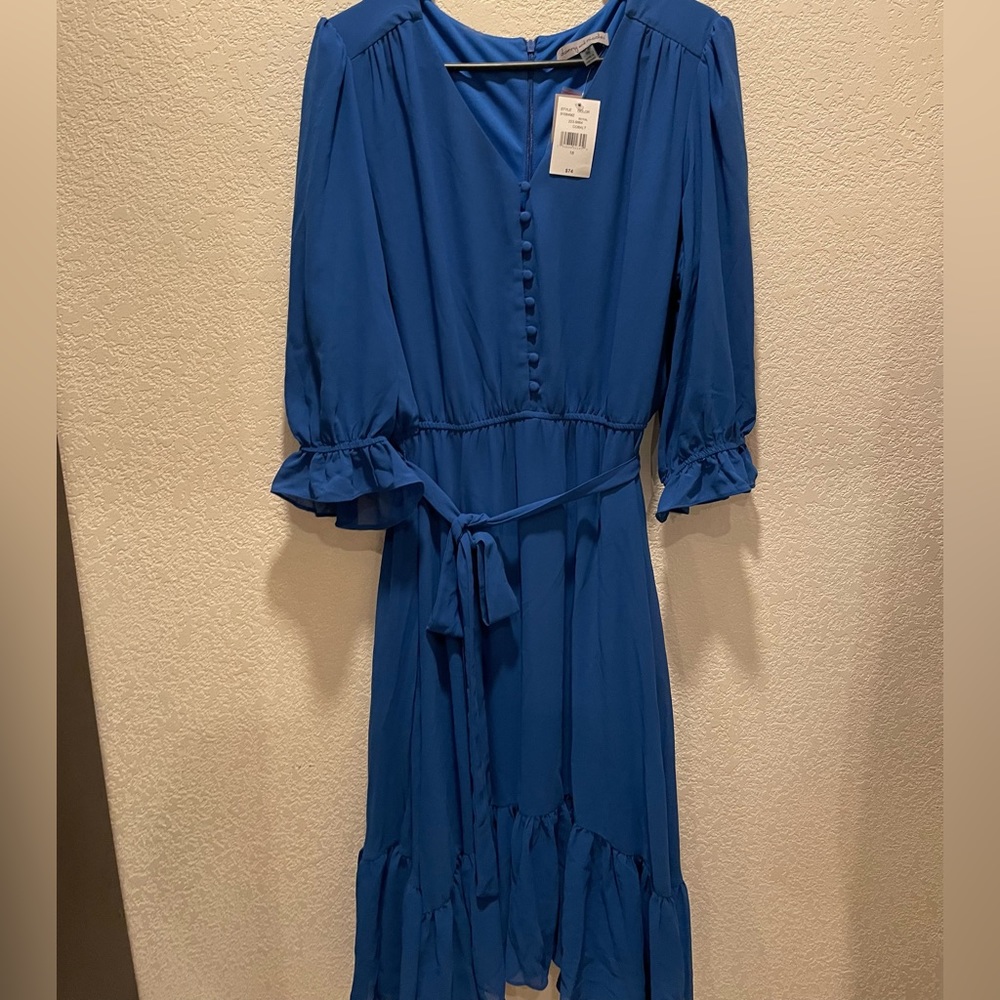 Royal cobalt dress with front buttons and back zipper size 18
